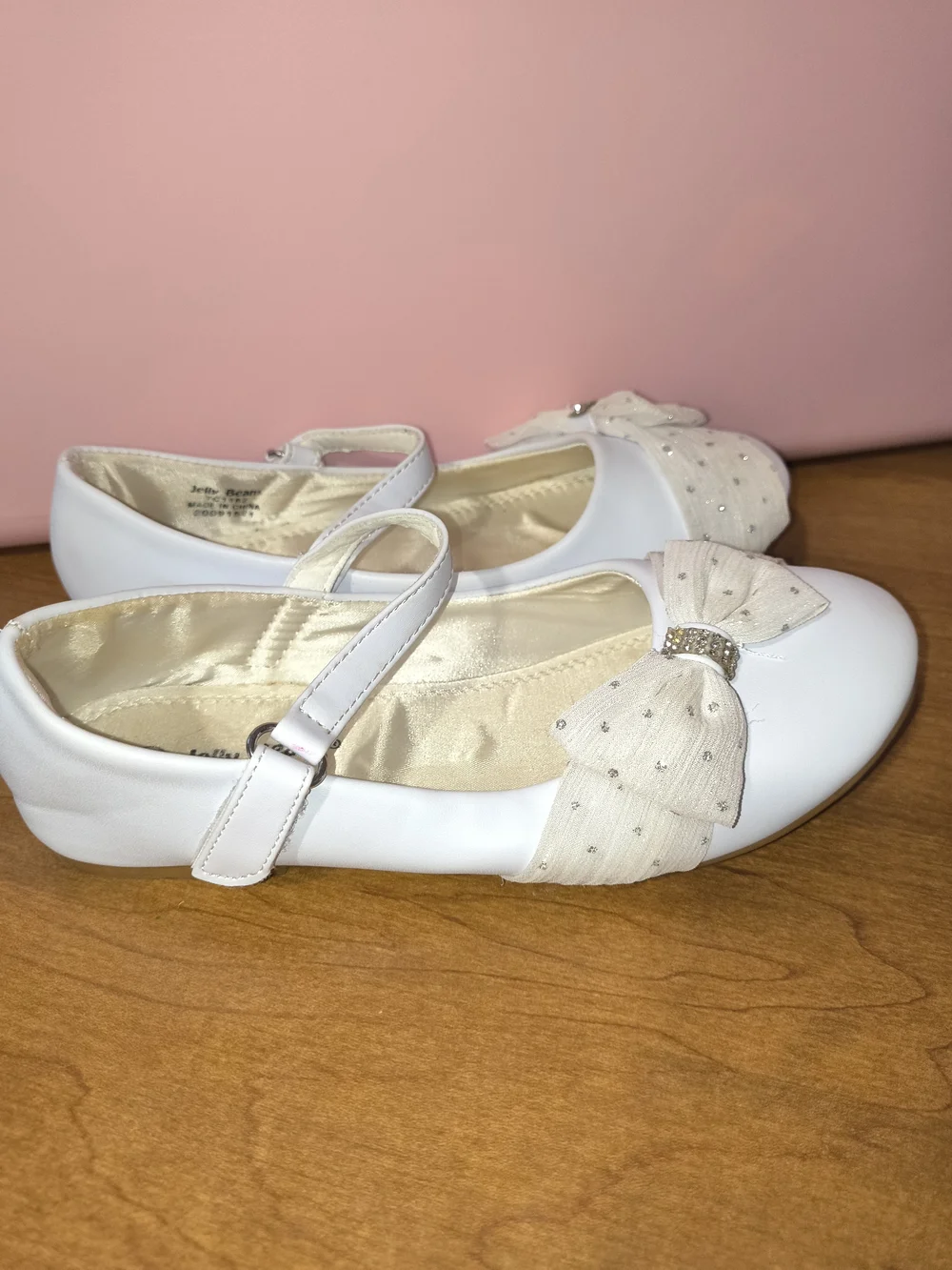 Jelly Beans White Girls' Dress Shoes with Bow